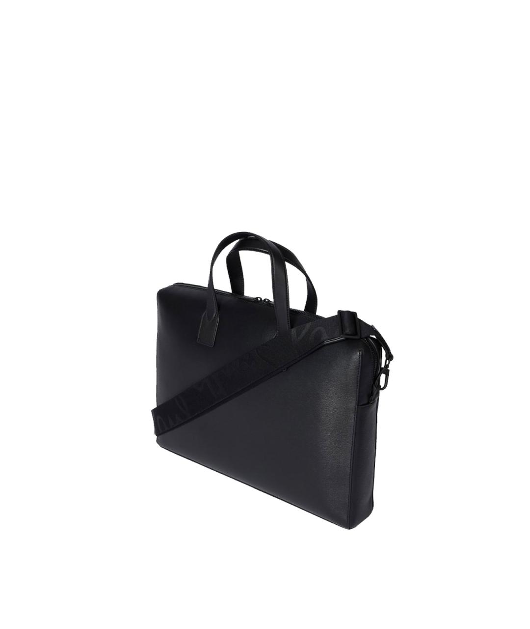 PAUL SMITH Черный кожаный портфель, фото 4