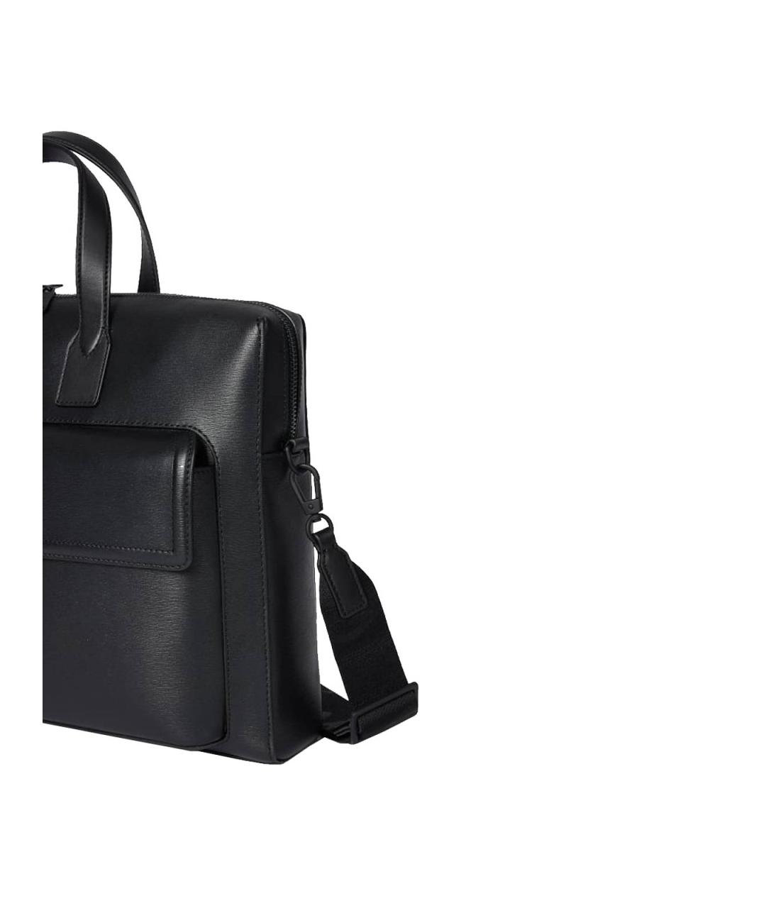 PAUL SMITH Черный кожаный портфель, фото 6