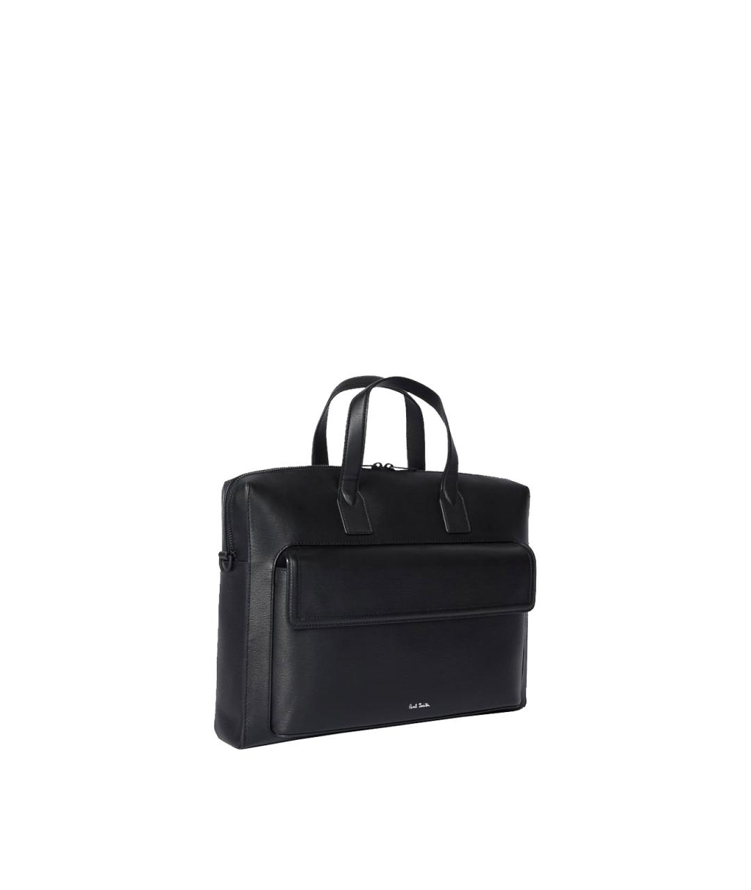 PAUL SMITH Черный кожаный портфель, фото 2