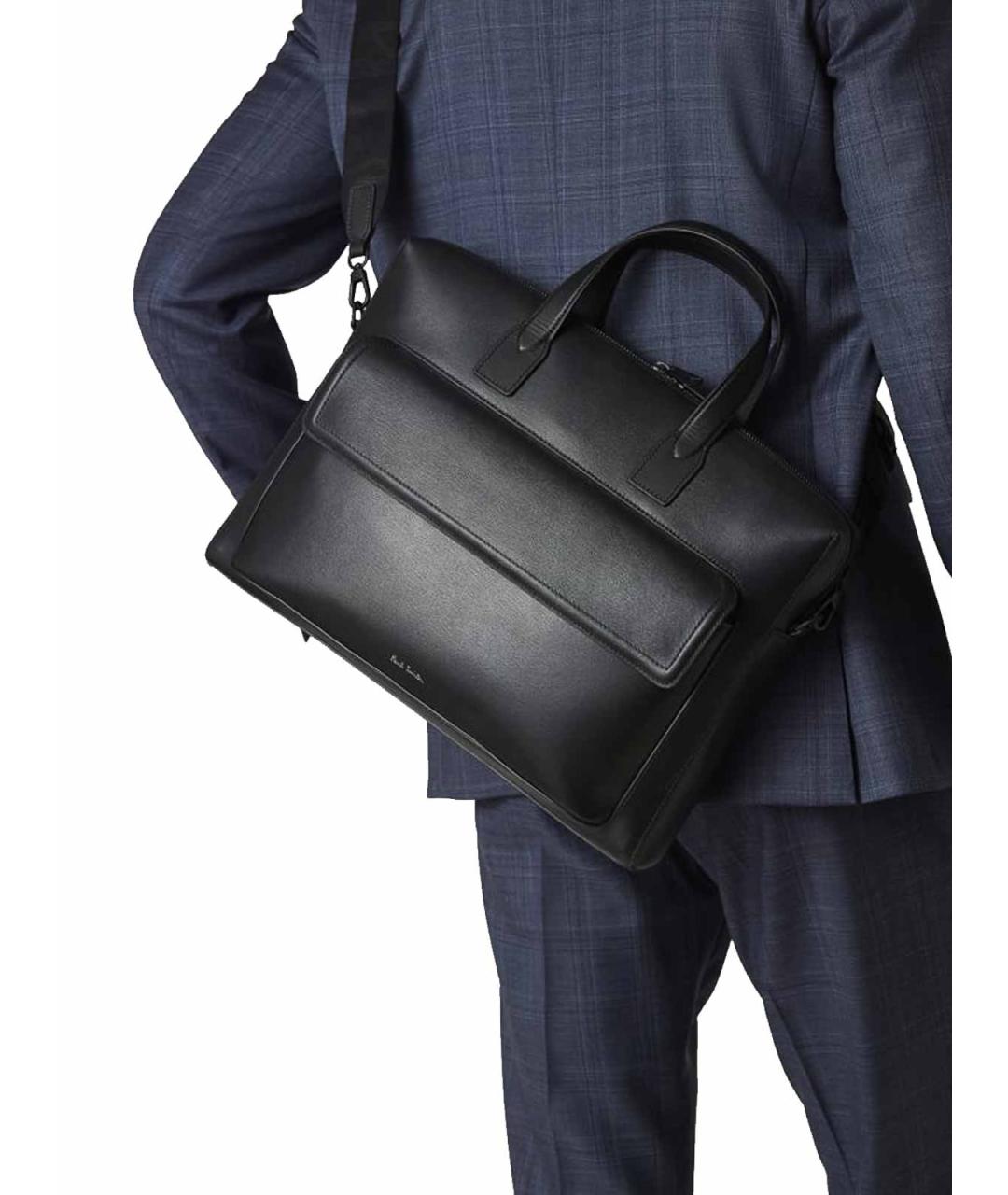 PAUL SMITH Черный кожаный портфель, фото 3