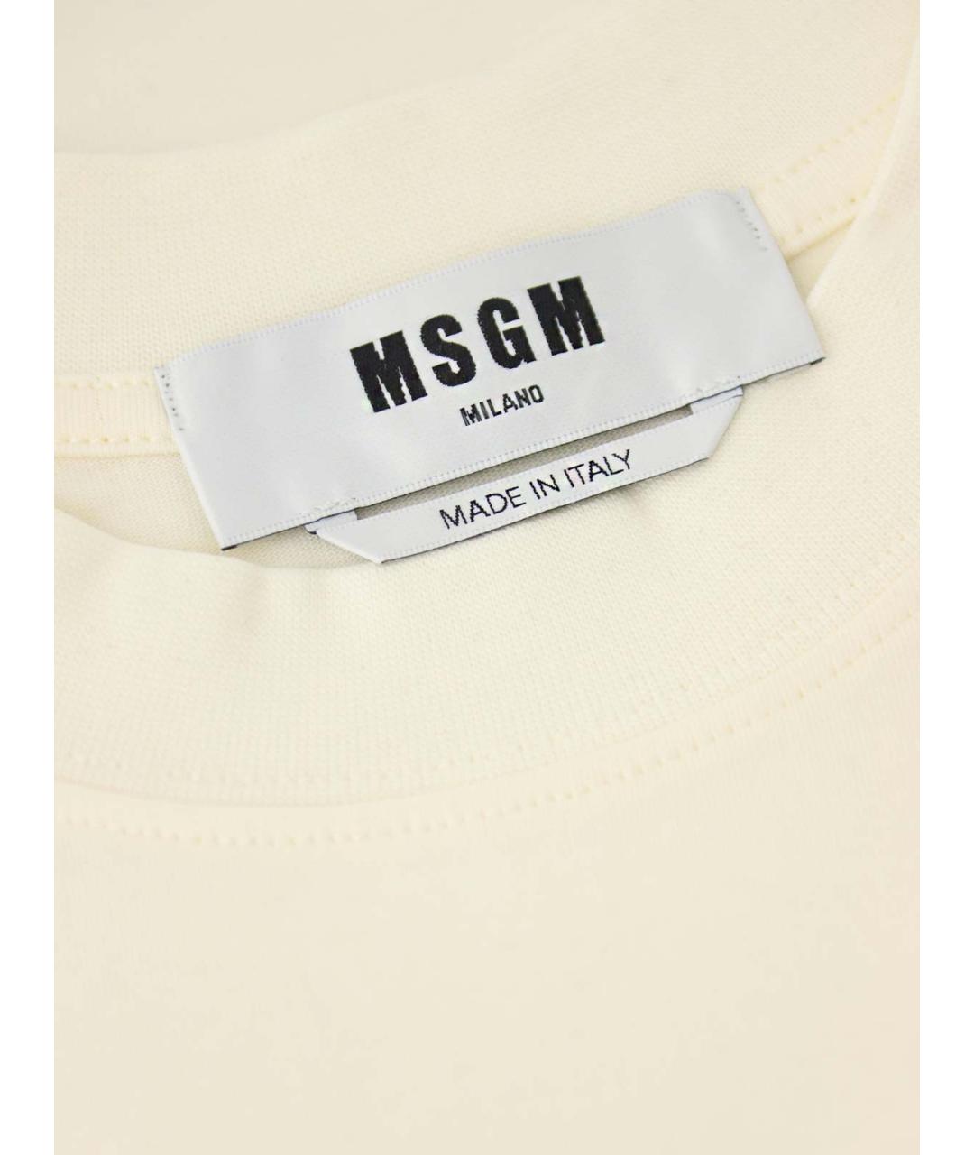 MSGM Бежевая хлопковая футболка, фото 4