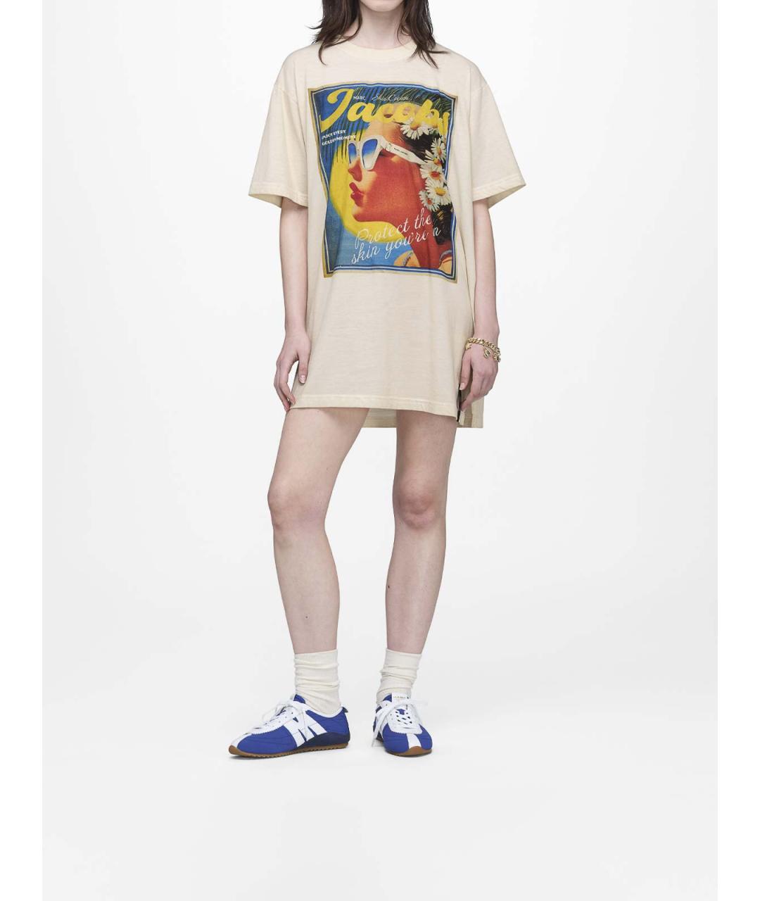 MARC JACOBS Бежевая хлопковая футболка, фото 3