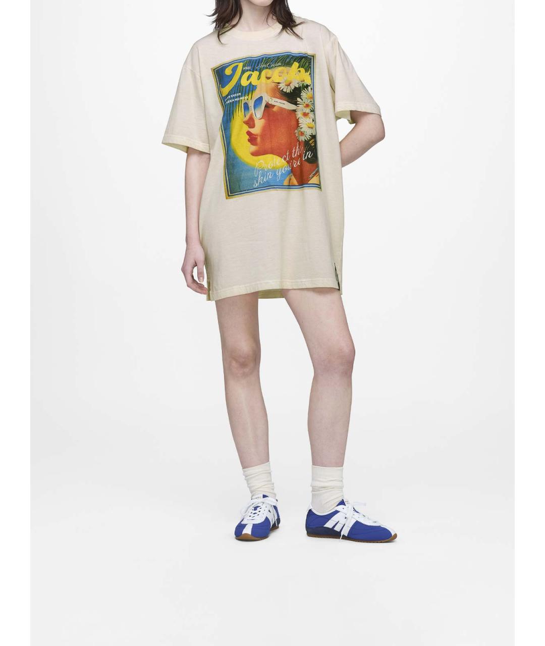 MARC JACOBS Бежевая хлопковая футболка, фото 5