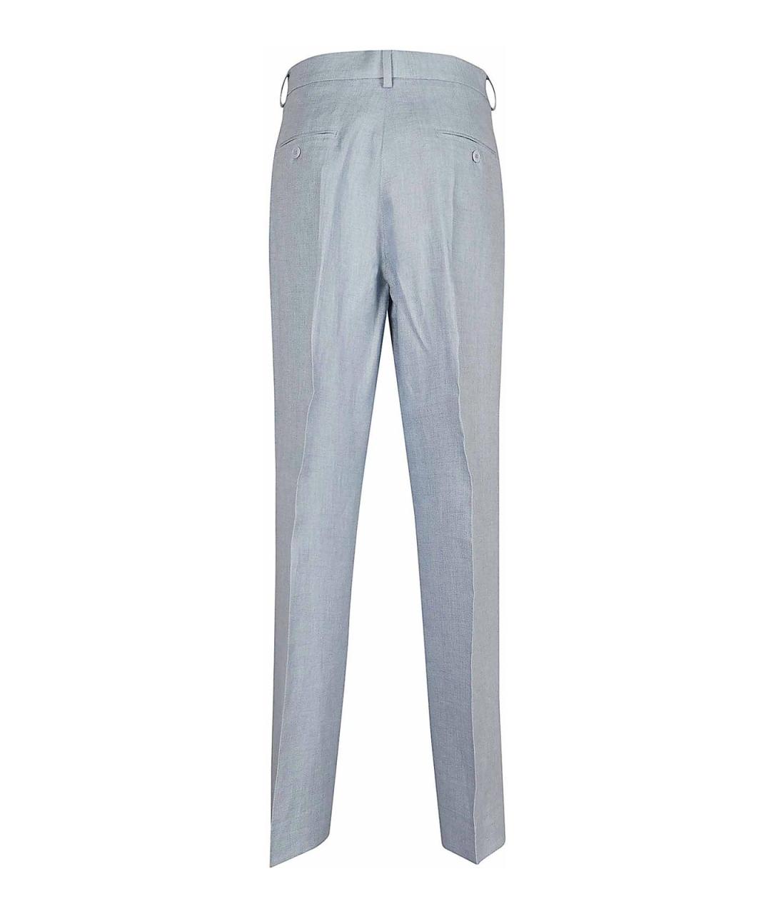 WEEKEND MAX MARA Голубые льняные прямые брюки, фото 2