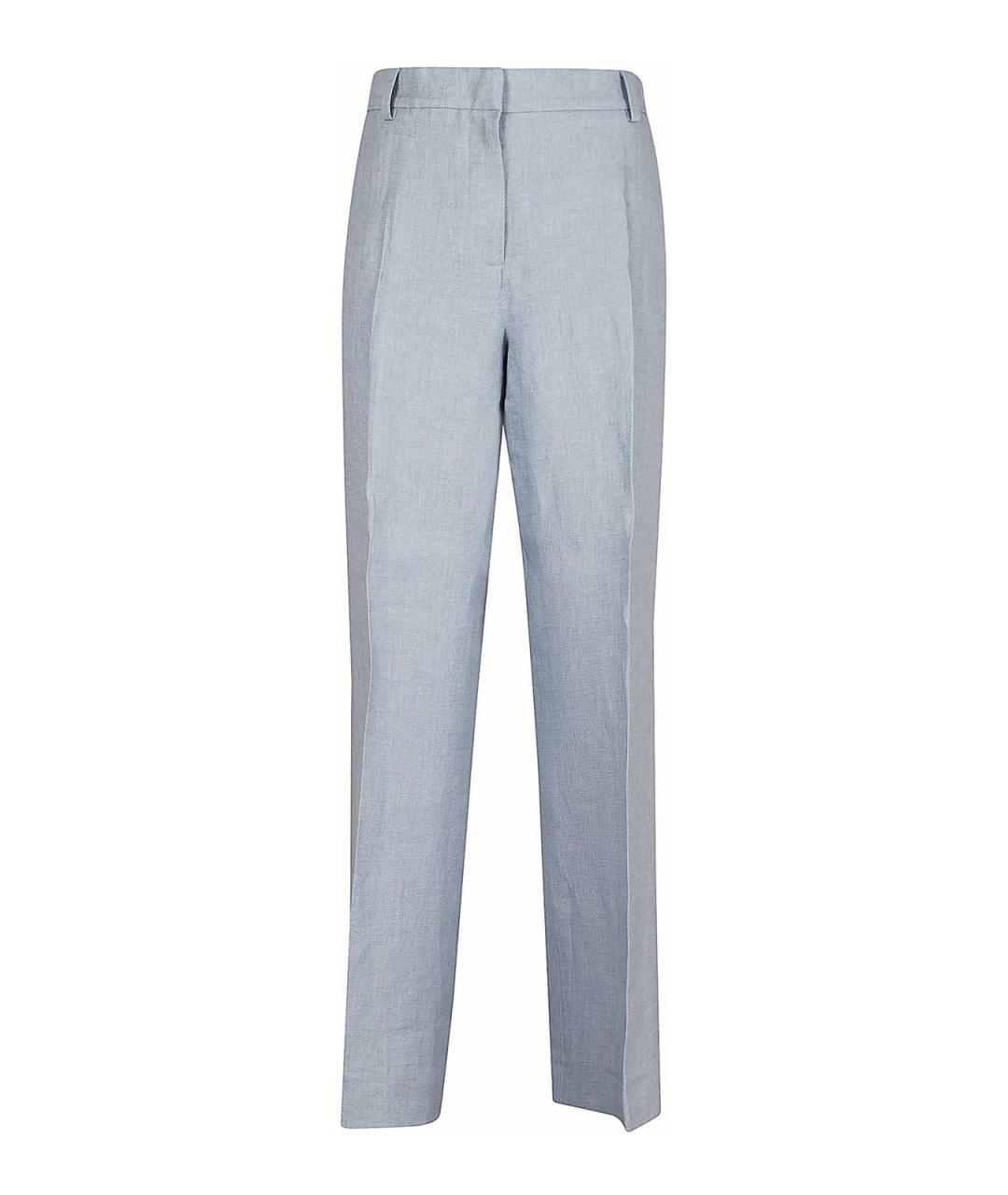 WEEKEND MAX MARA Голубые льняные прямые брюки, фото 1