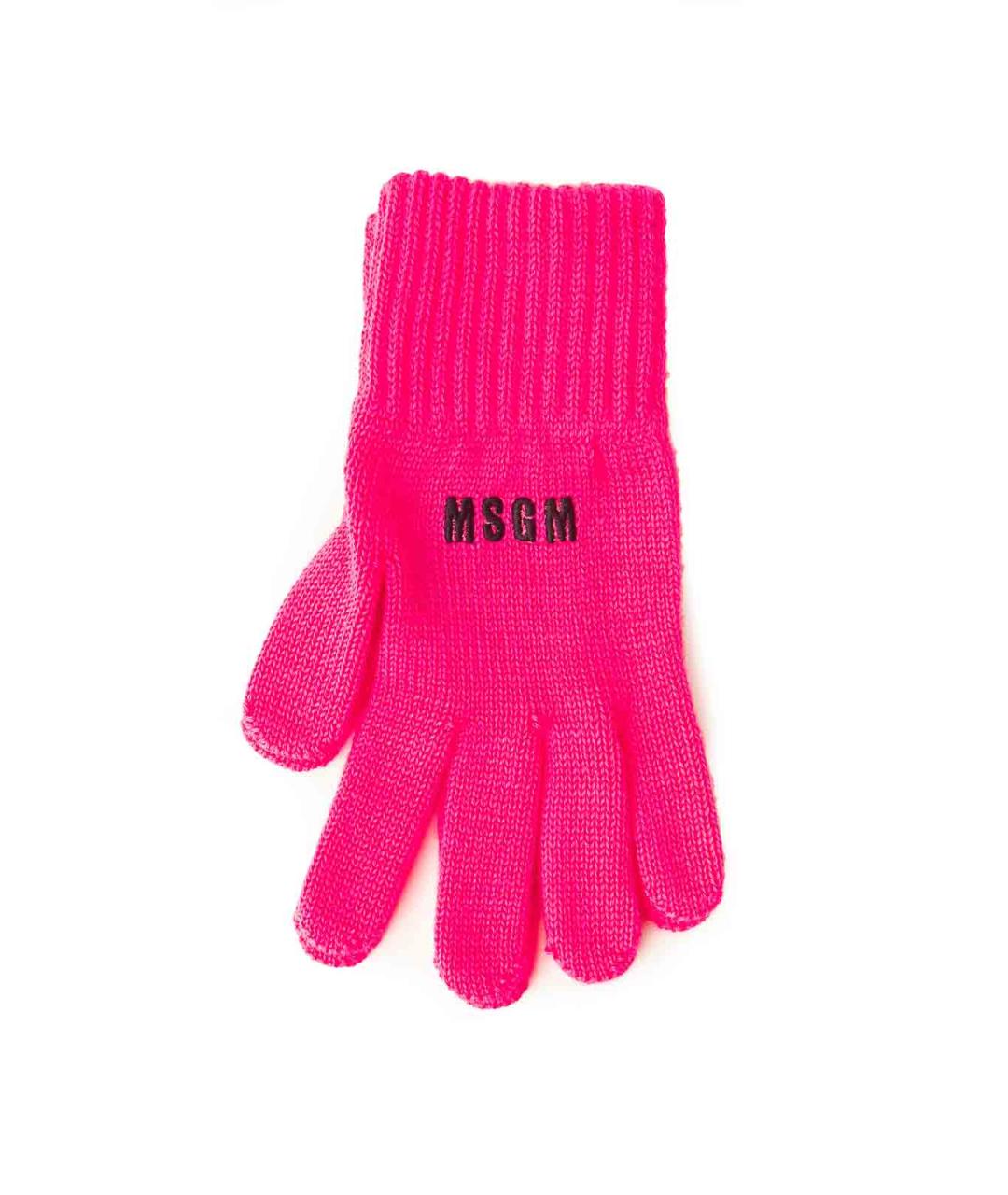 MSGM Розовые шерстяные перчатки, фото 3
