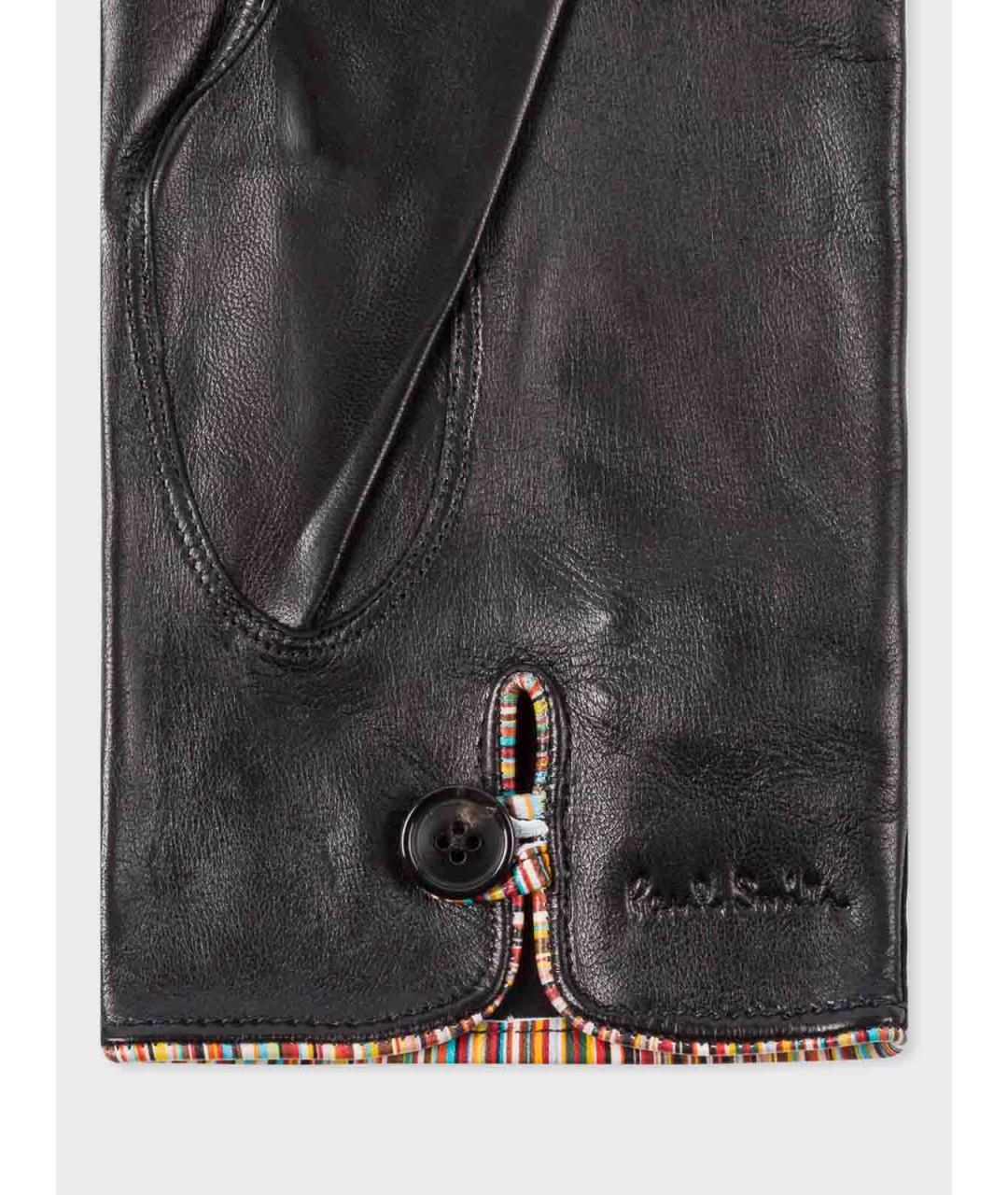 PAUL SMITH Черные кожаные перчатки, фото 3