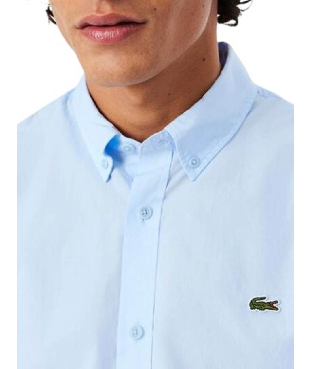 LACOSTE Голубая хлопковая кэжуал рубашка, фото 5