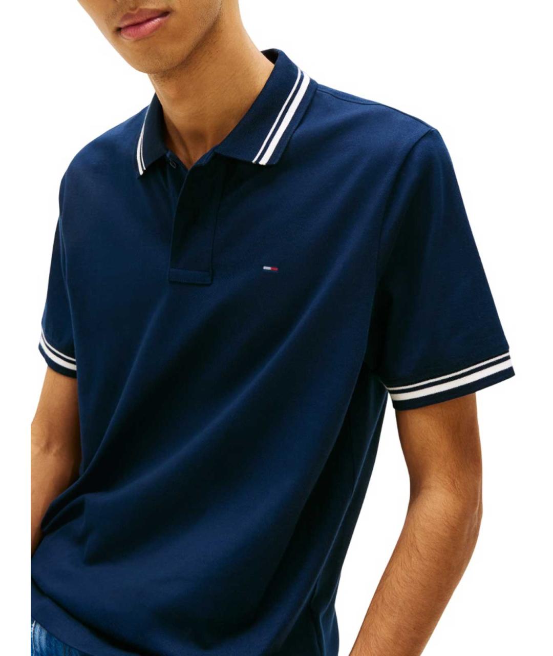 TOMMY HILFIGER Синее хлопковое поло с коротким рукавом, фото 3
