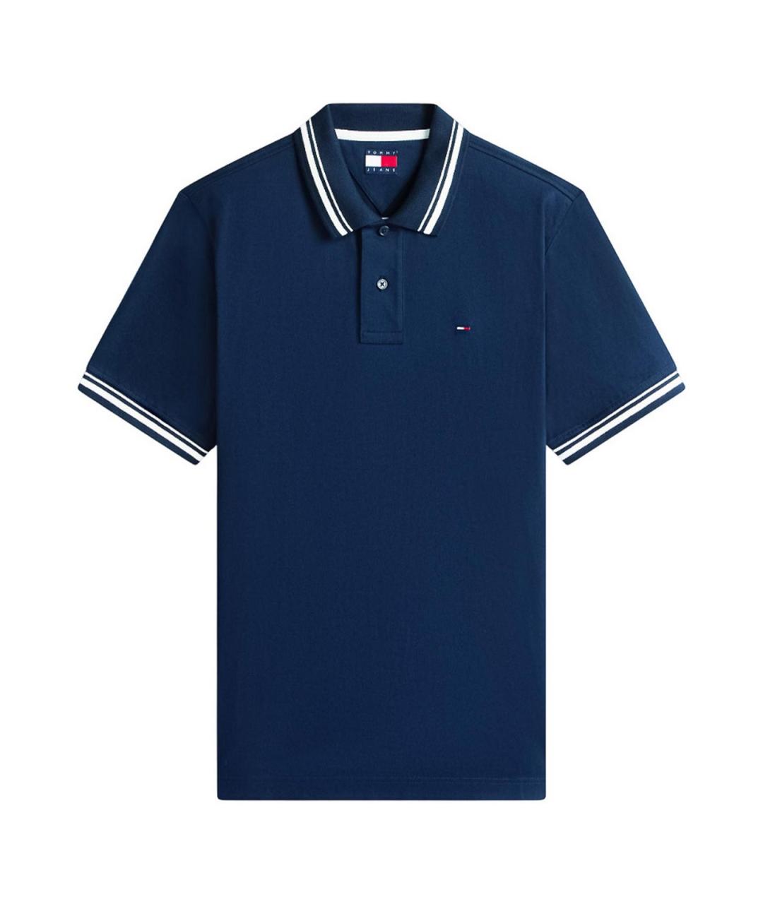 TOMMY HILFIGER Синее хлопковое поло с коротким рукавом, фото 1