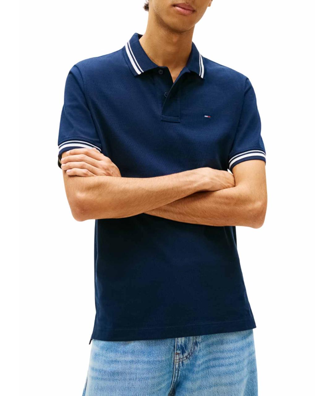 TOMMY HILFIGER Синее хлопковое поло с коротким рукавом, фото 2