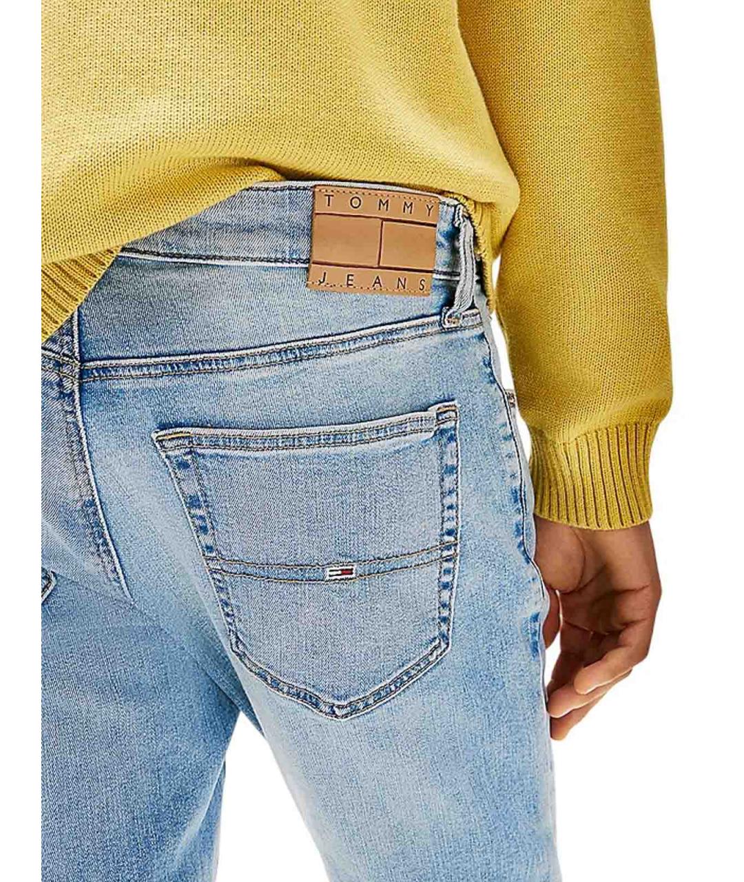 TOMMY HILFIGER Голубые хлопковые прямые джинсы, фото 5