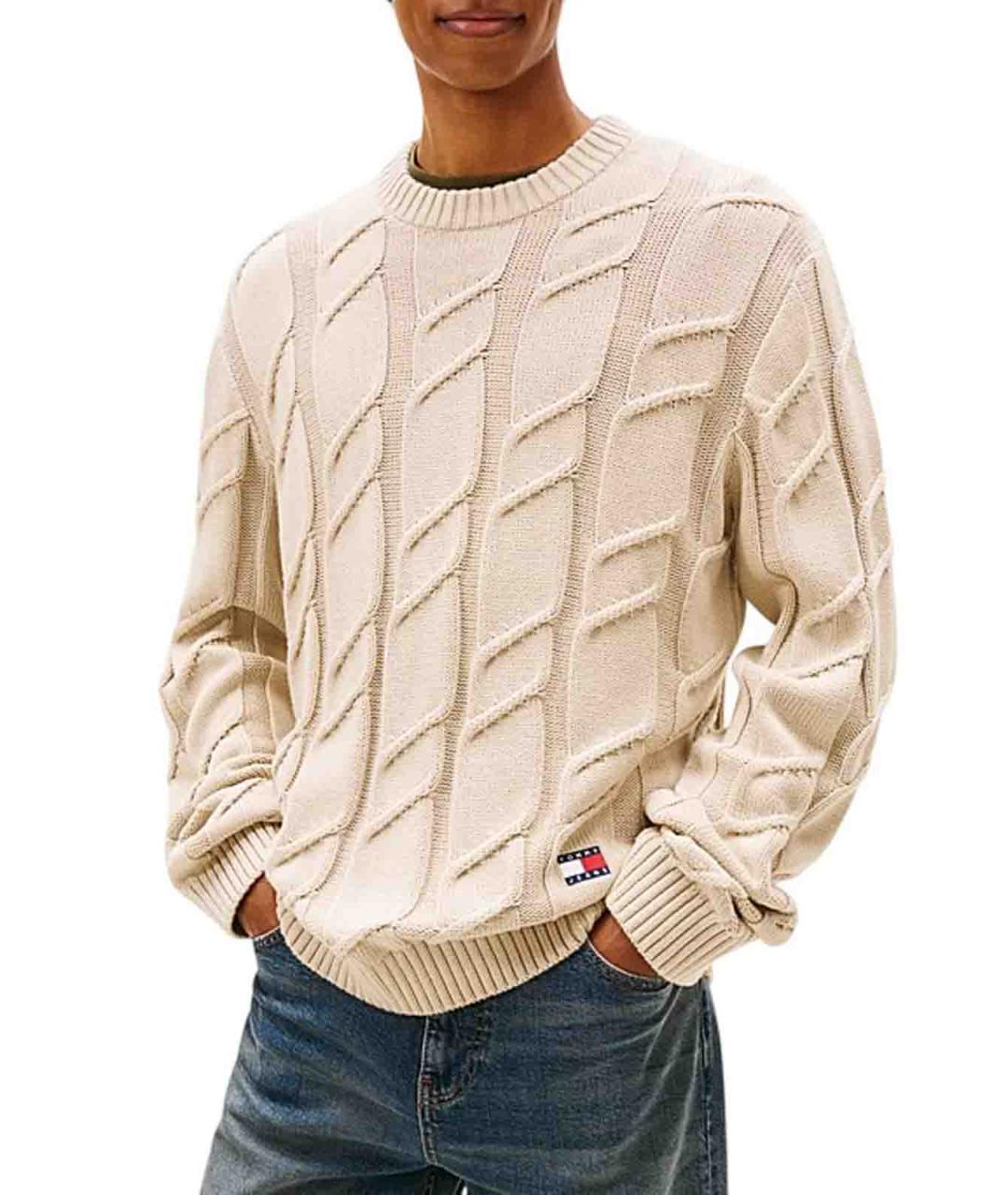 TOMMY HILFIGER Бежевый хлопковый джемпер / свитер, фото 4