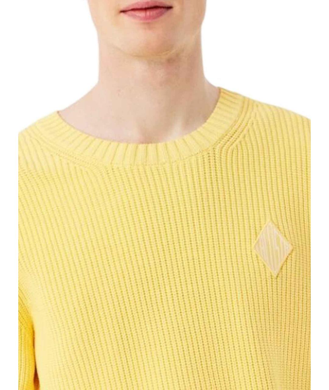 LACOSTE Желтый хлопковый джемпер / свитер, фото 6