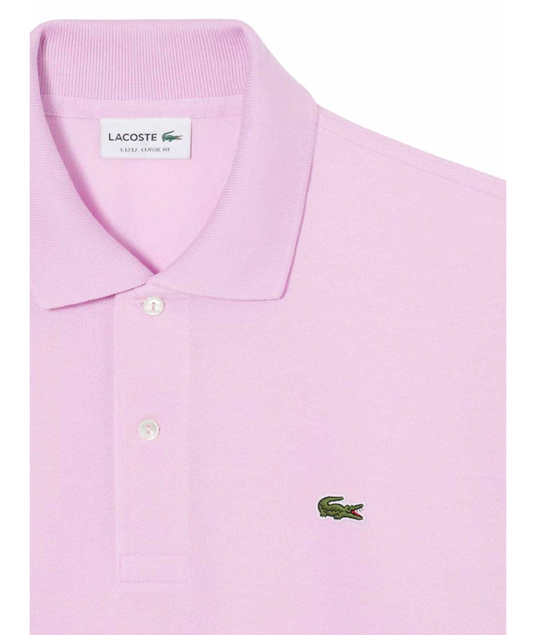 LACOSTE Розовое хлопковое поло с коротким рукавом, фото 2
