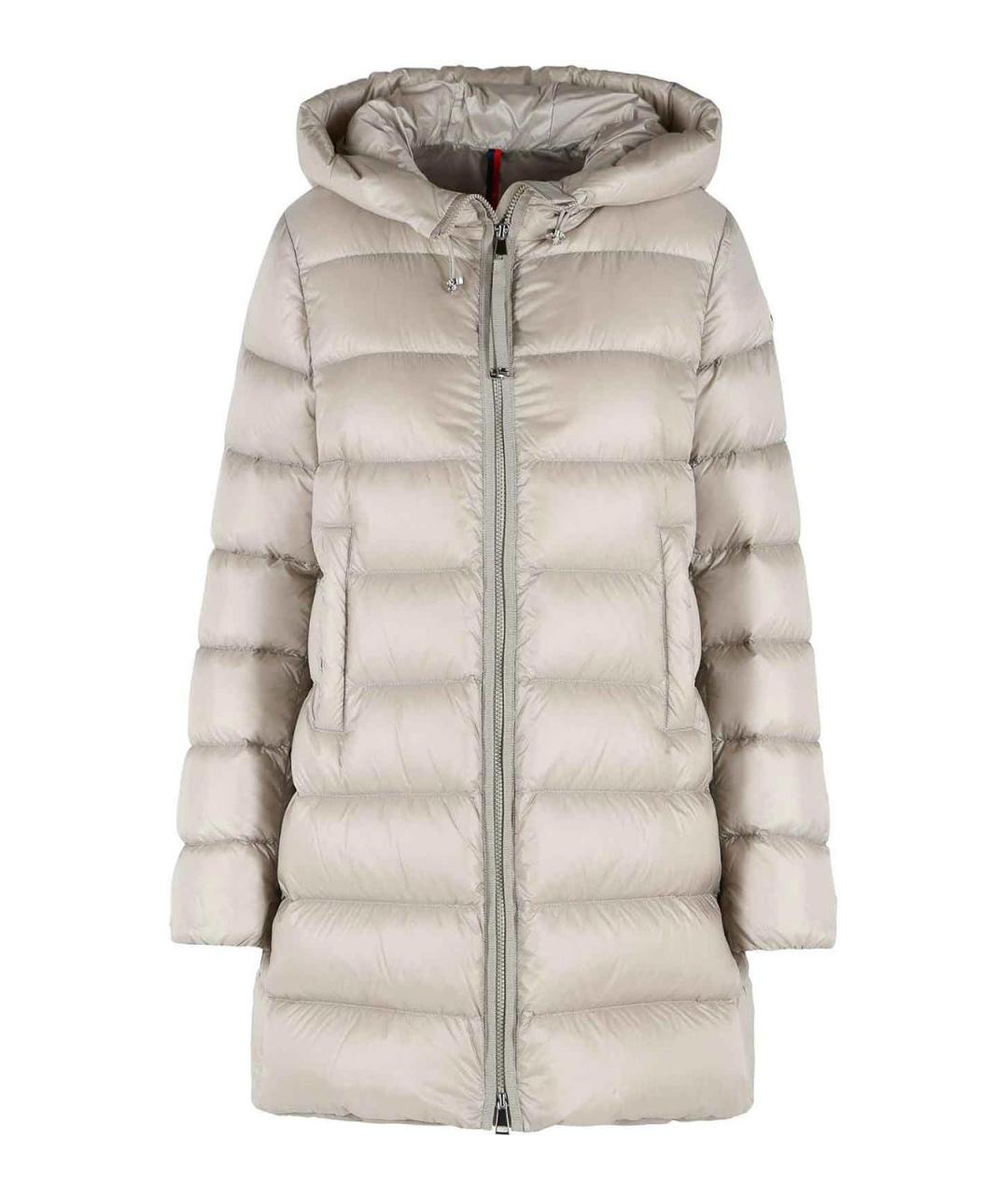MONCLER Бежевый полиамидовый пуховик, фото 1