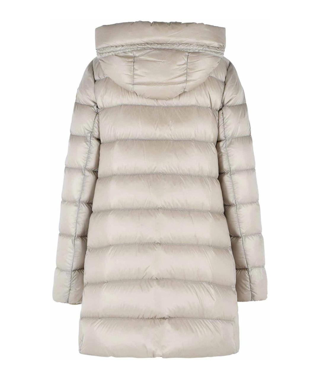 MONCLER Бежевый полиамидовый пуховик, фото 2