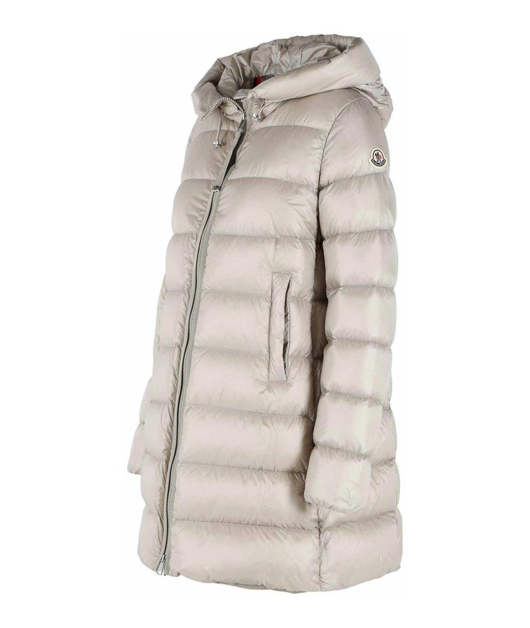 MONCLER Бежевый полиамидовый пуховик, фото 3