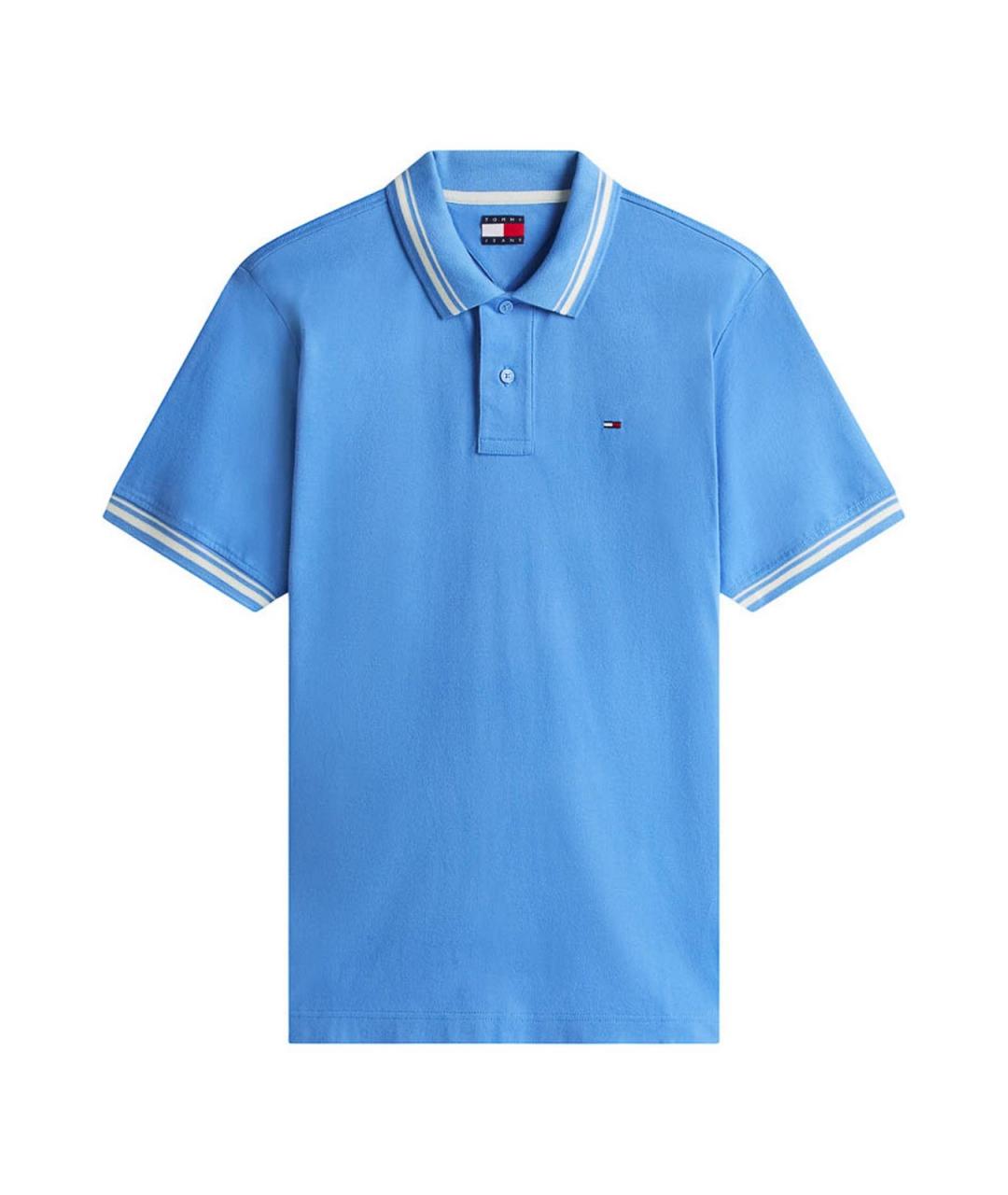 TOMMY HILFIGER Голубое хлопковое поло с коротким рукавом, фото 1