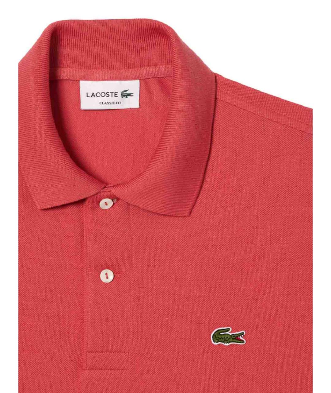 LACOSTE Розовое хлопковое поло с коротким рукавом, фото 2