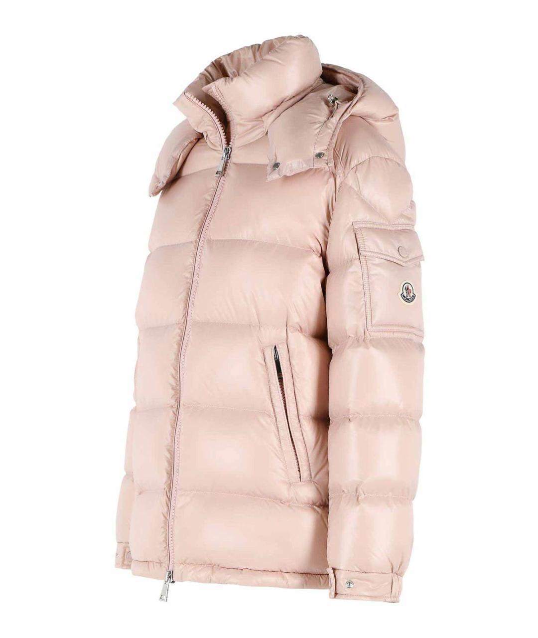 MONCLER Розовый полиамидовый пуховик, фото 3