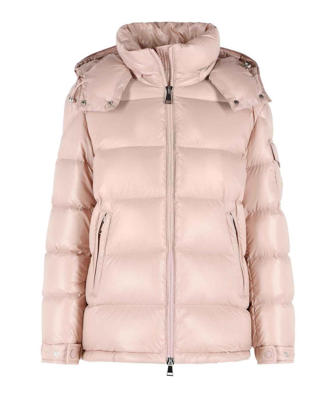 MONCLER Розовый полиамидовый пуховик, фото 1