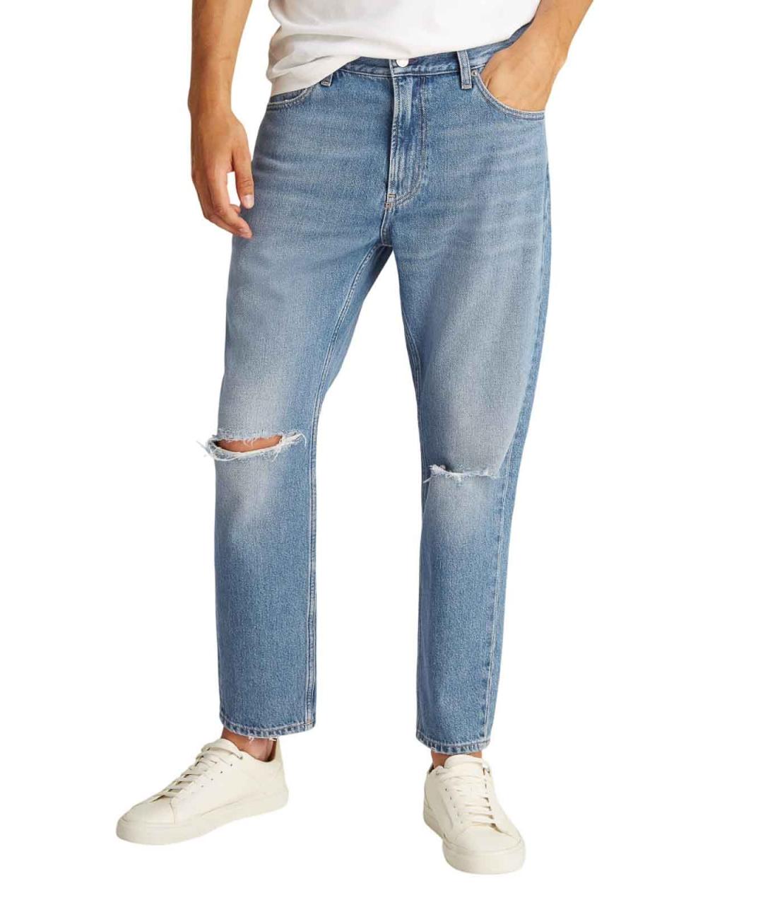 CALVIN KLEIN Голубые хлопковые прямые джинсы, фото 3