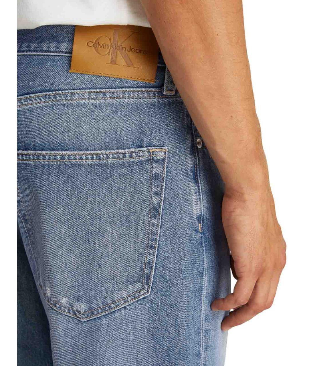 CALVIN KLEIN Голубые хлопковые прямые джинсы, фото 6
