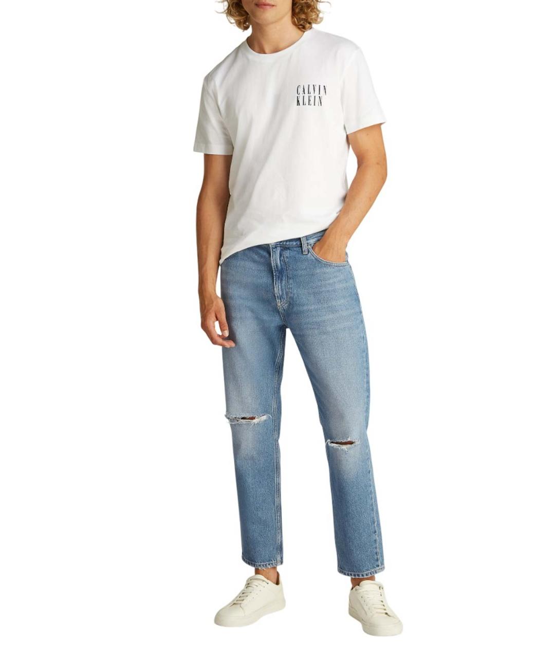 CALVIN KLEIN Голубые хлопковые прямые джинсы, фото 4