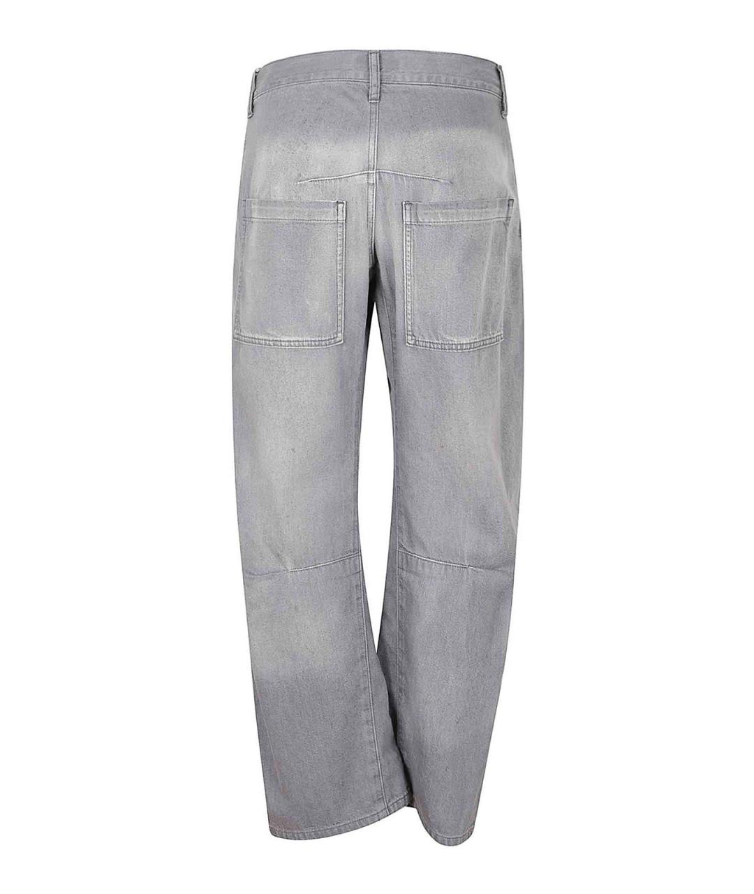 YOHJI YAMAMOTO Серые хлопковые прямые брюки, фото 2