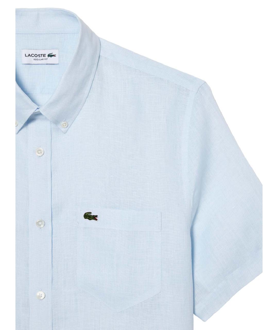 LACOSTE Голубая льняная кэжуал рубашка, фото 2