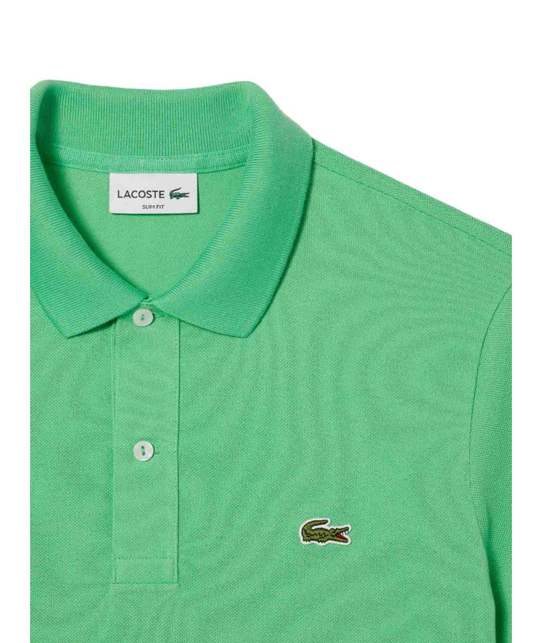 LACOSTE Зеленое хлопковое поло с коротким рукавом, фото 2