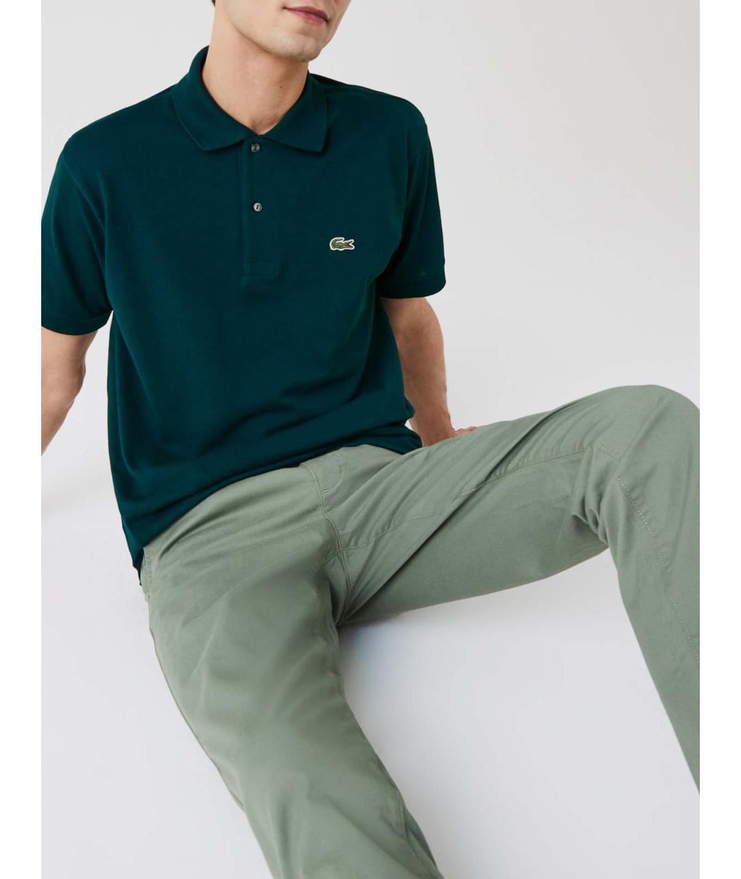 LACOSTE Зеленое хлопковое поло с коротким рукавом, фото 2