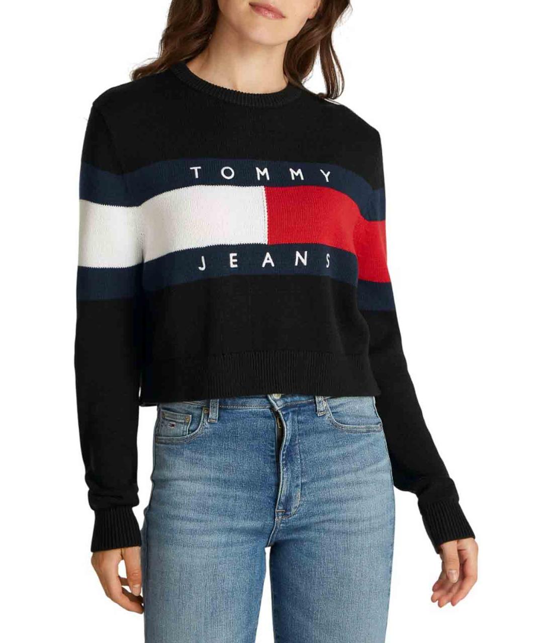 TOMMY HILFIGER Черный хлопковый джемпер / свитер, фото 4