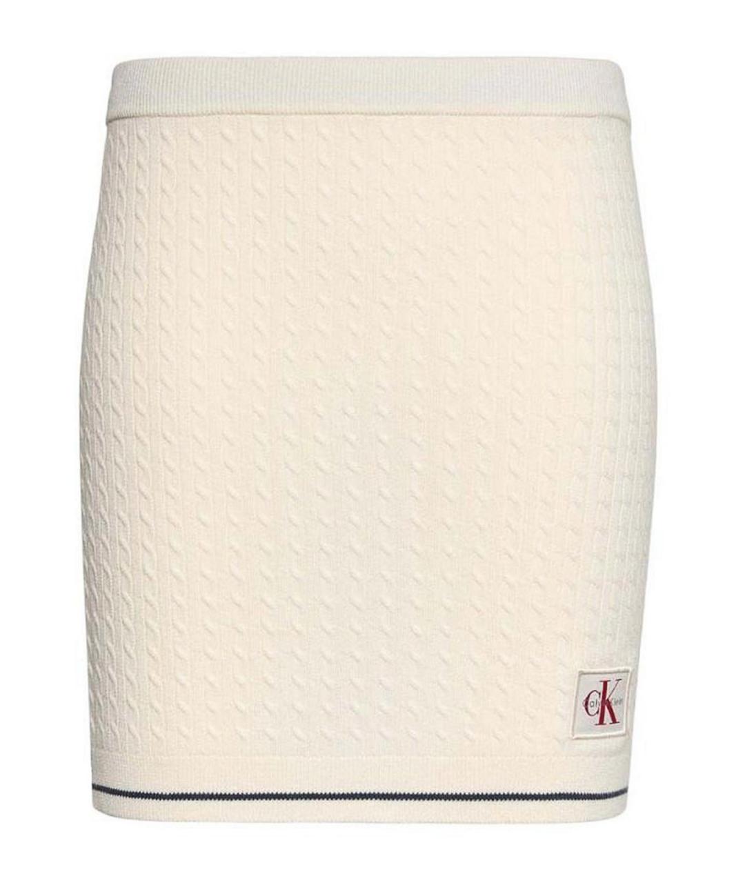 CALVIN KLEIN Бежевая полиамидовая юбка мини, фото 1