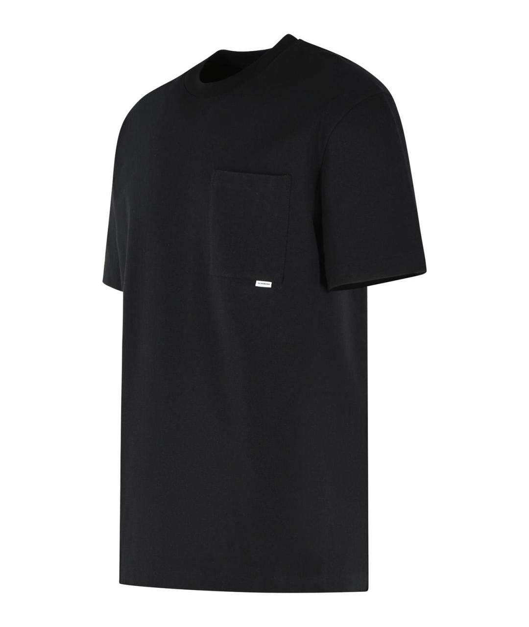 JIL SANDER Черная хлопковая футболка, фото 3