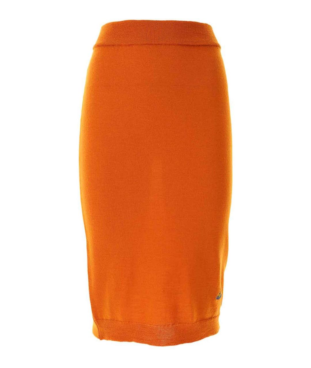VIVIENNE WESTWOOD Оранжевая шерстяная юбка миди, фото 1