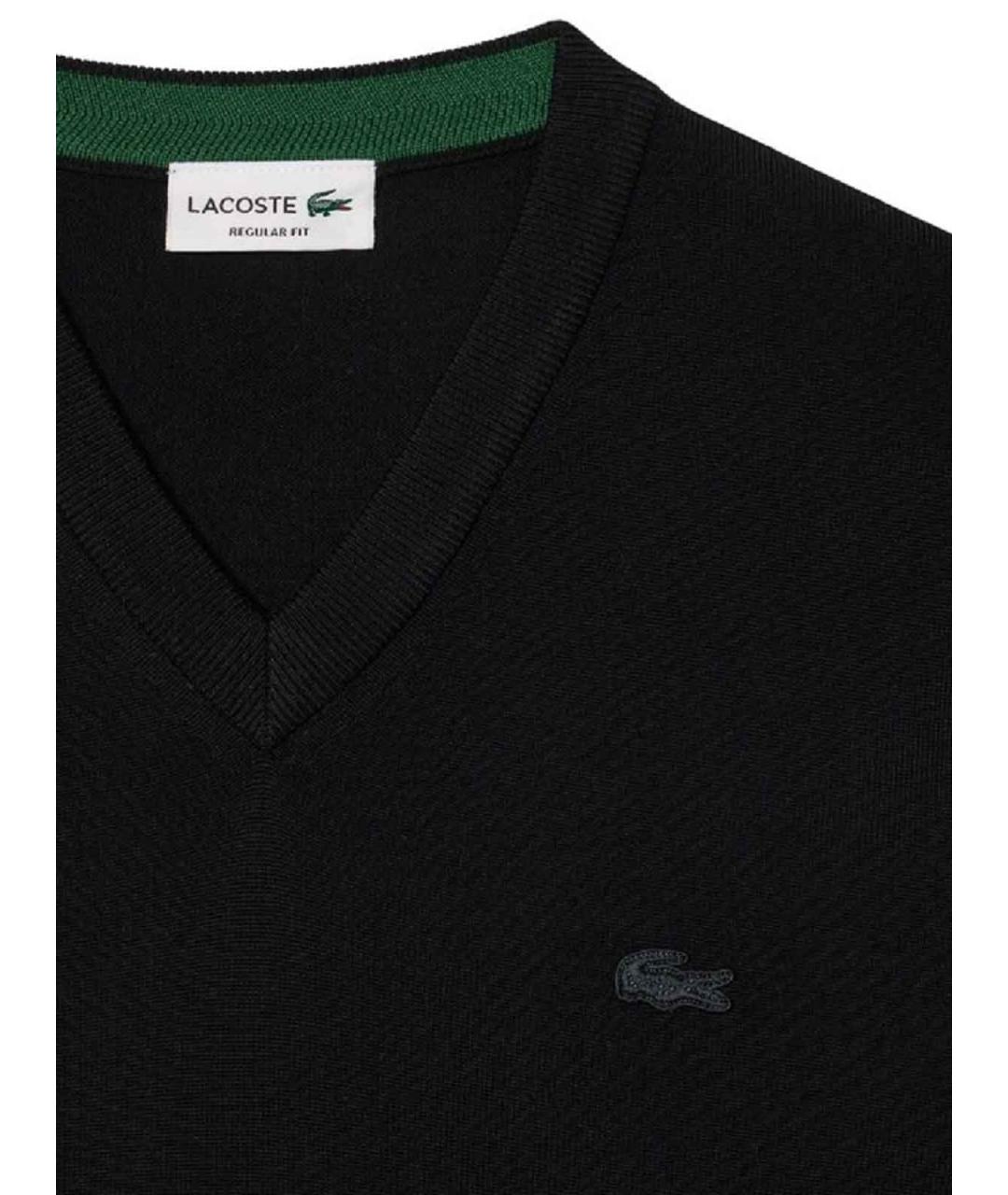 LACOSTE Черный шерстяной джемпер / свитер, фото 2