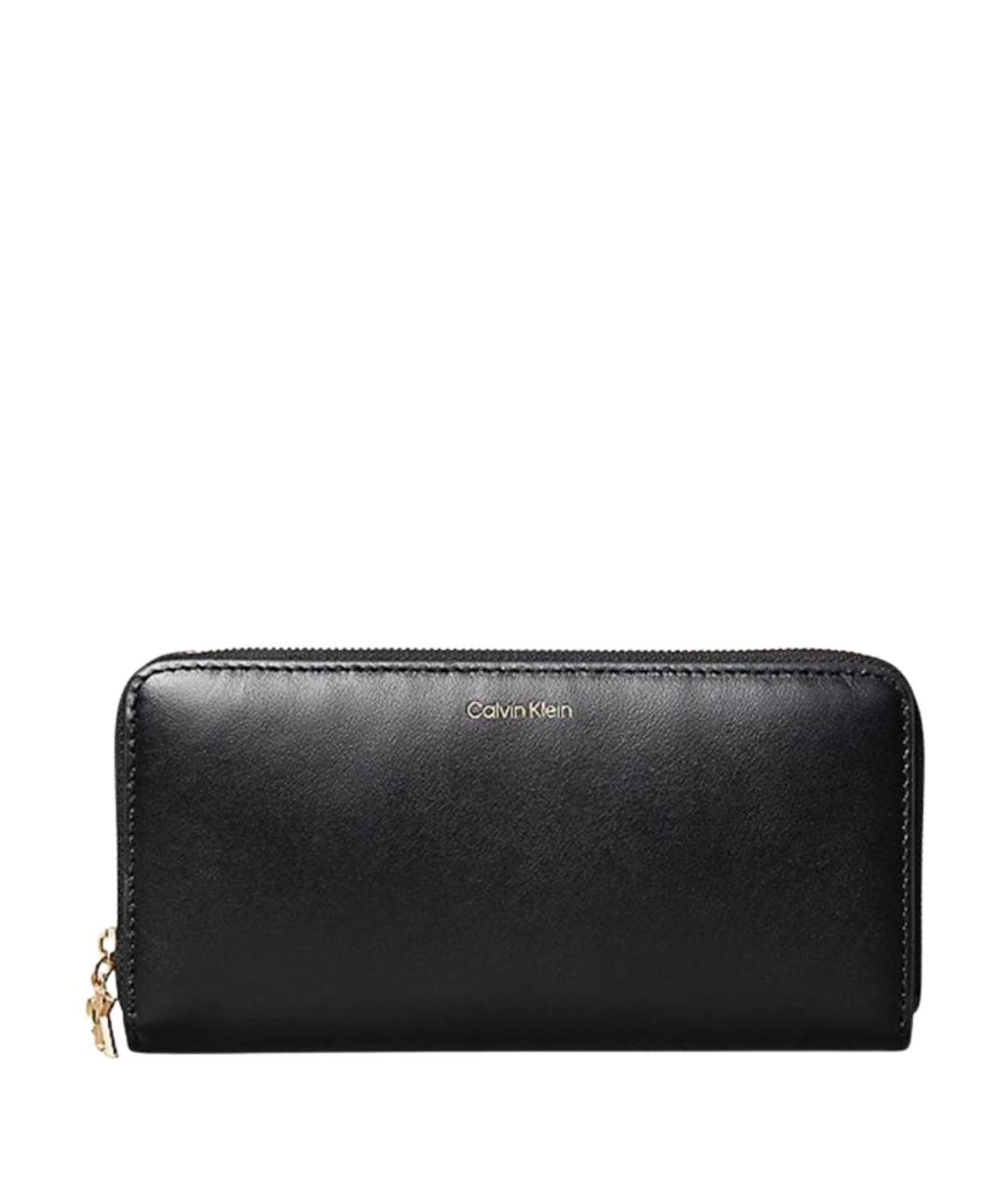CALVIN KLEIN Черный кожаный кошелек, фото 1