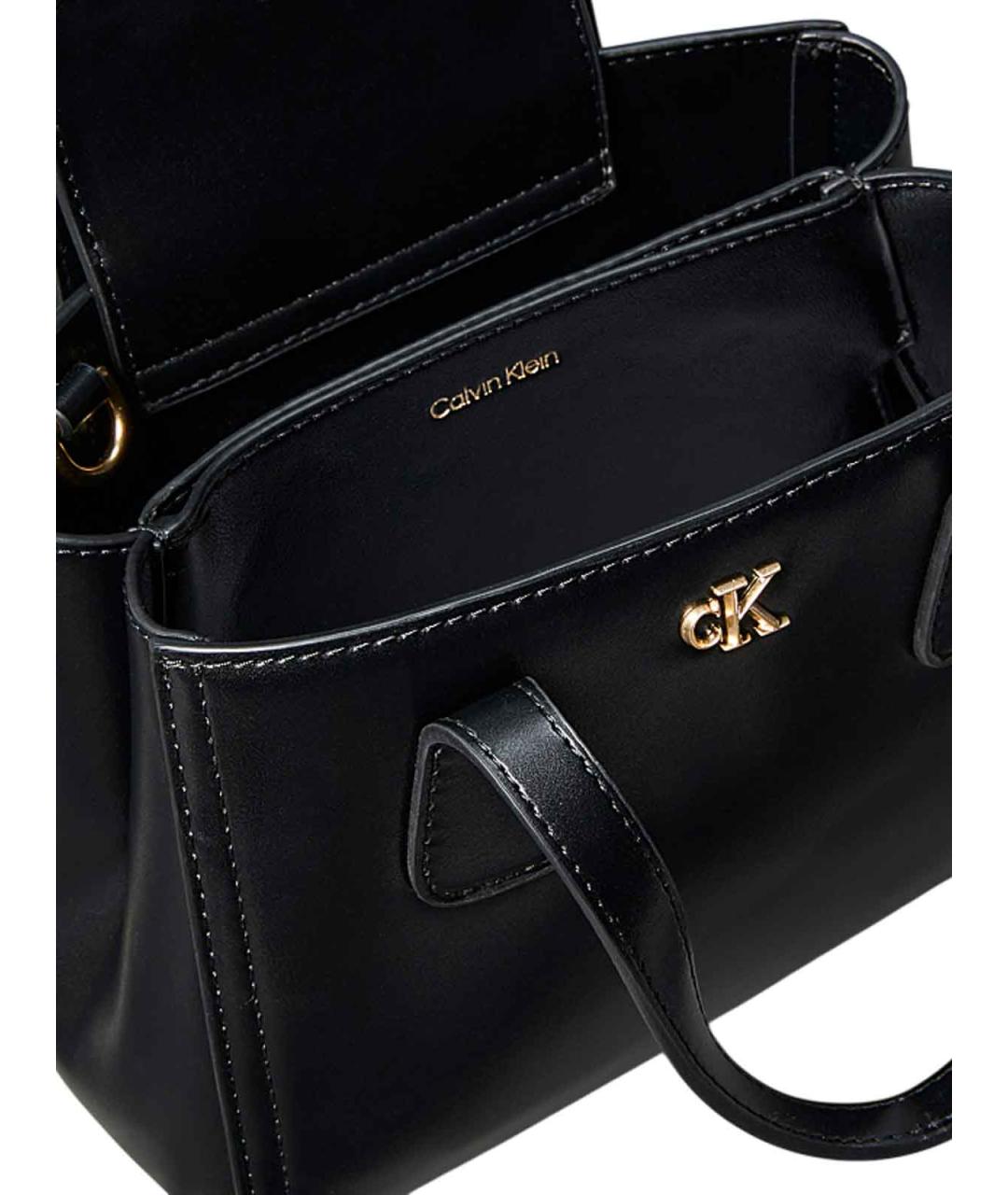 CALVIN KLEIN Черная сумка с короткими ручками из искусственной кожи, фото 3