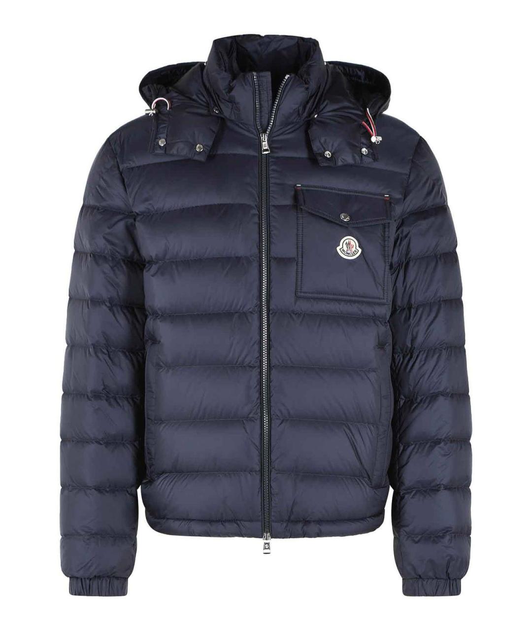 MONCLER Синий полиамидовый пуховик, фото 1