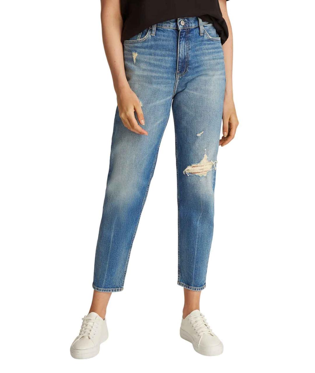 CALVIN KLEIN Синие хлопковые прямые джинсы, фото 3