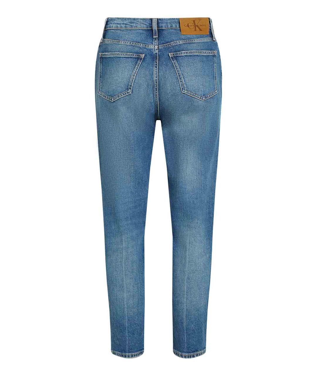 CALVIN KLEIN Синие хлопковые прямые джинсы, фото 2