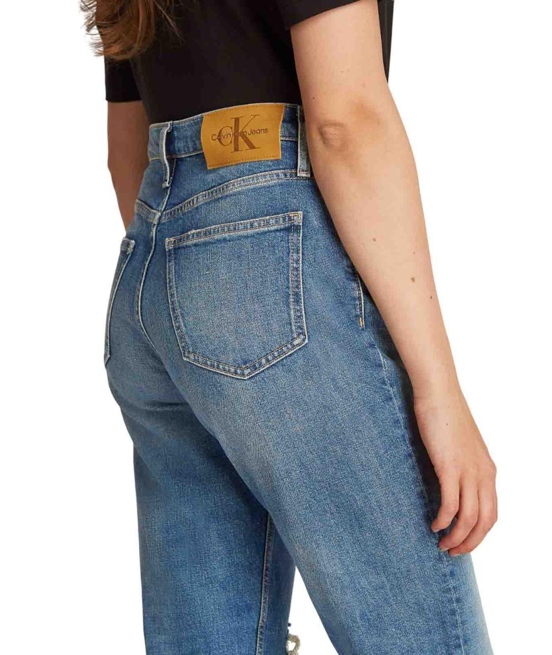 CALVIN KLEIN Синие хлопковые прямые джинсы, фото 6
