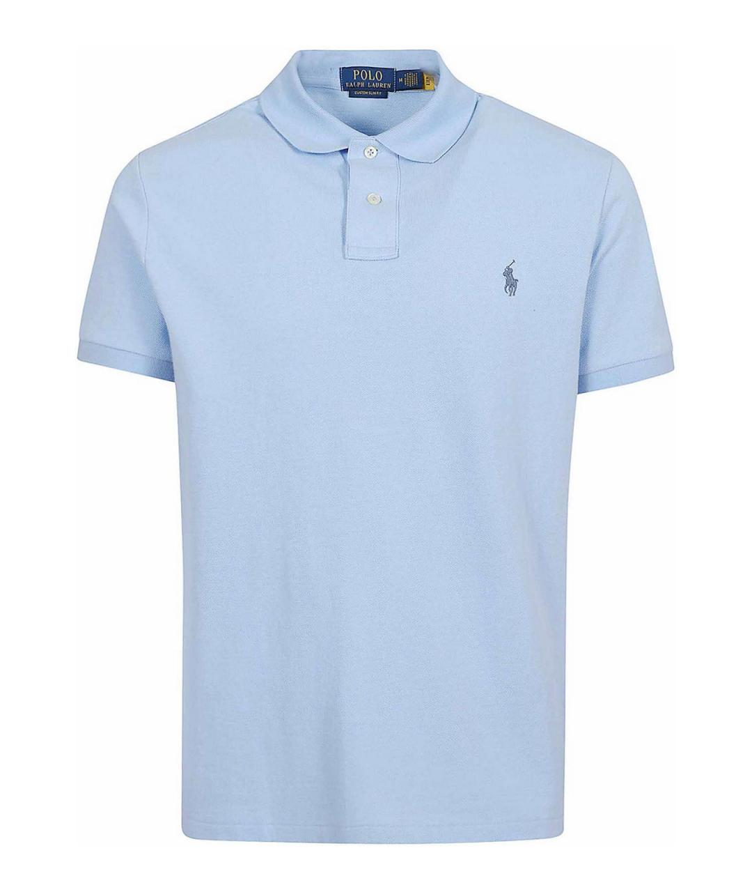 POLO RALPH LAUREN Голубое хлопковое поло с коротким рукавом, фото 1