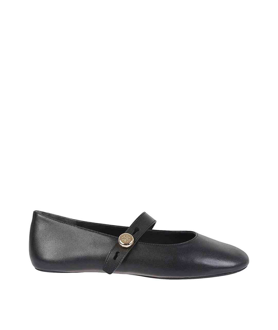 TORY BURCH Черные кожаные балетки, фото 1