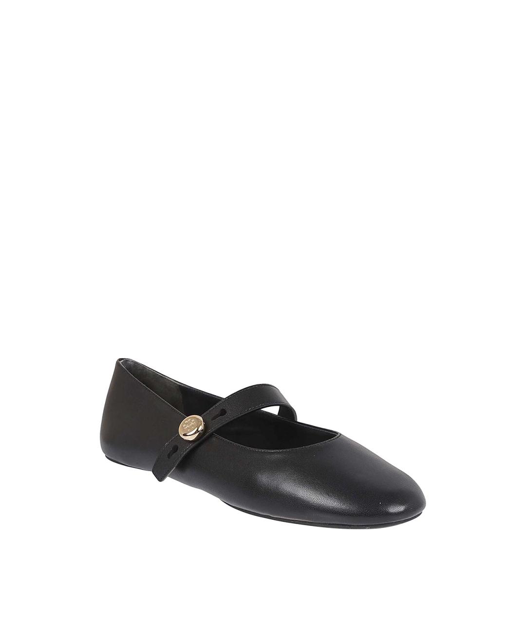 TORY BURCH Черные кожаные балетки, фото 2