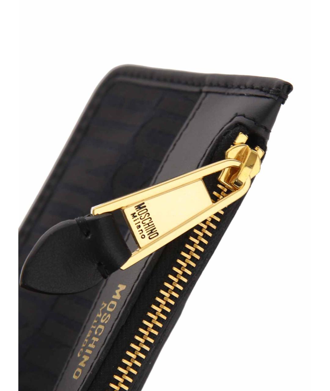 MOSCHINO Черный кожаный кошелек, фото 4