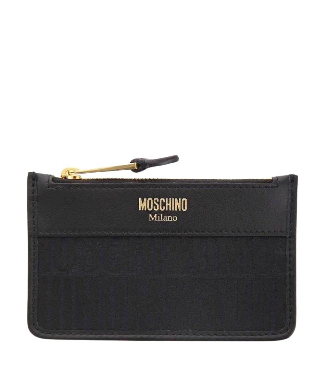 MOSCHINO Черный кожаный кошелек, фото 1
