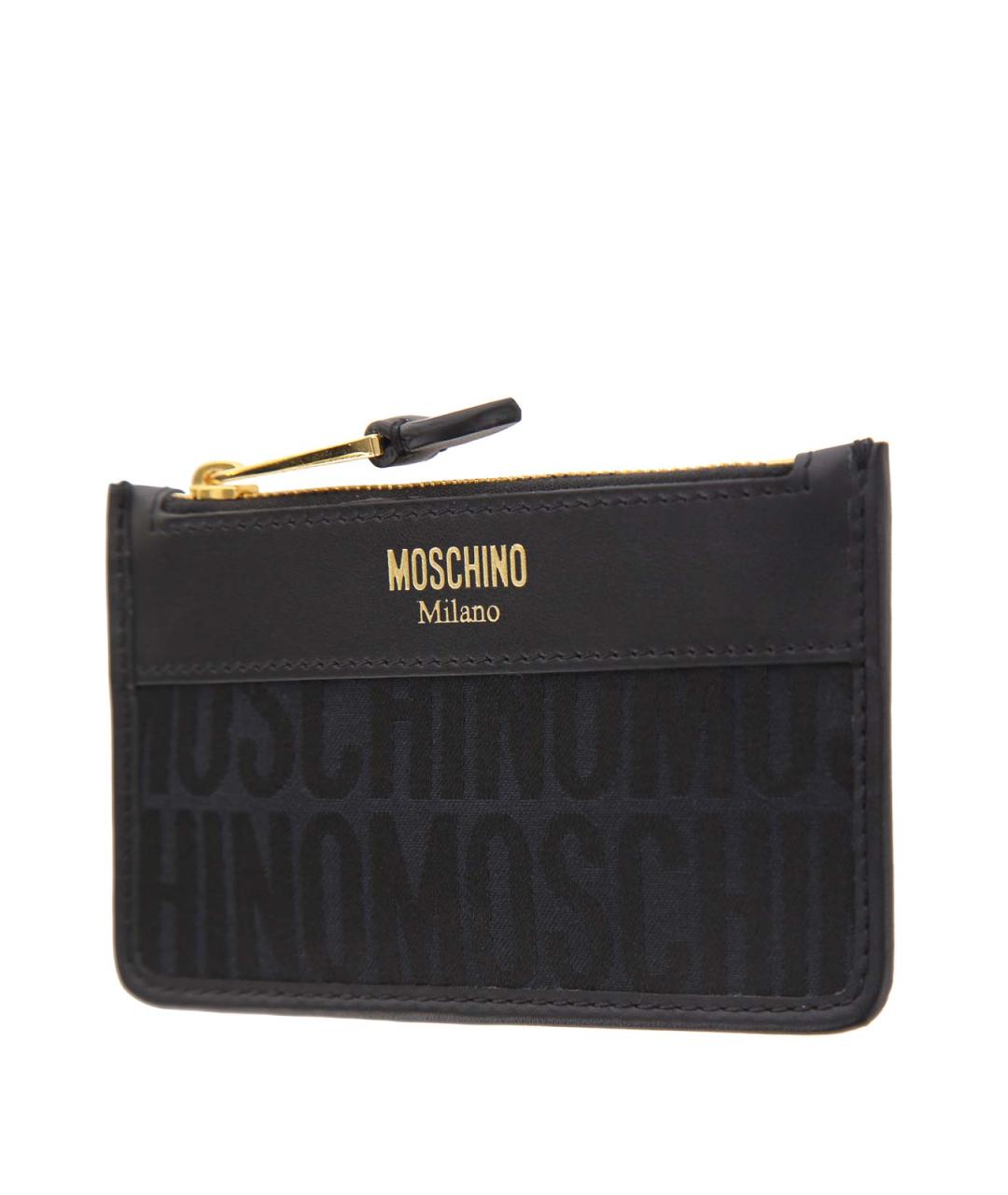 MOSCHINO Черный кожаный кошелек, фото 2